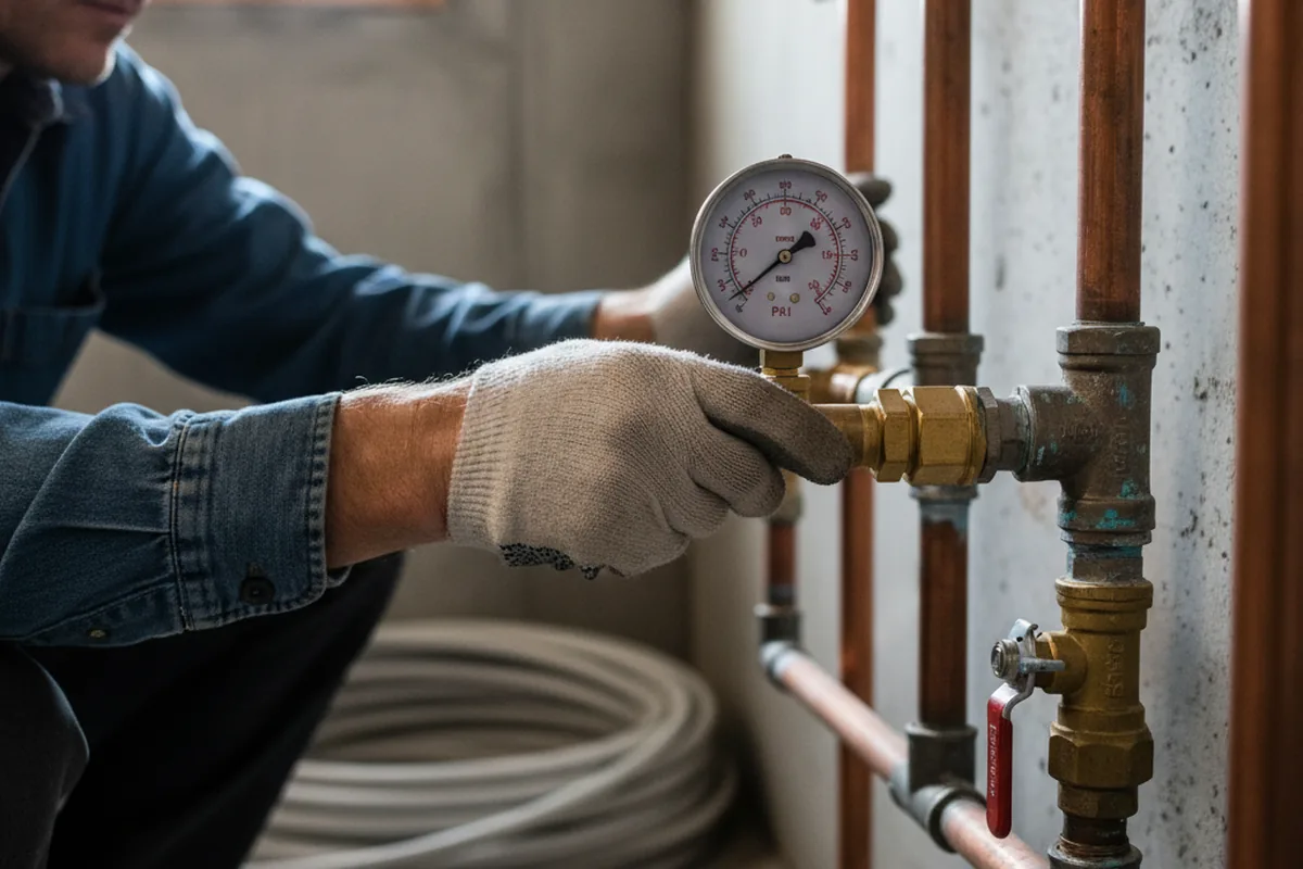 Pressure testing a repaired line during Water Line Repair in Springville
